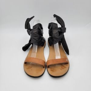 IRO Paris Black Leather Open Toe Wrap Sandals EU 37 US 6.5